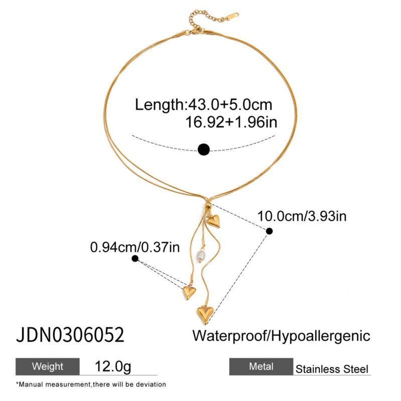 Heart Freshwater Pearl Adjustable Pendant Necklace - Image 5