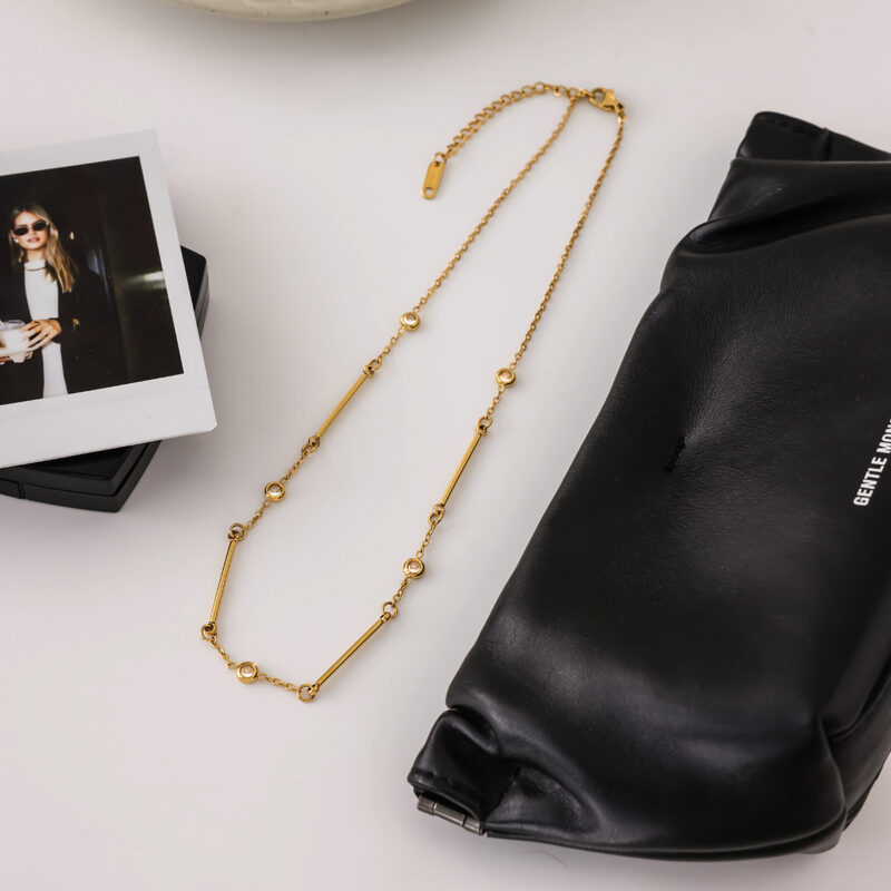 Classic White Zircon Gold Plated Necklace - Image 5