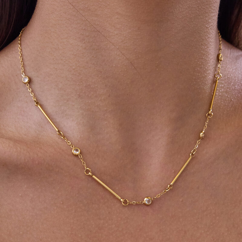 Classic White Zircon Gold Plated Necklace - Image 2