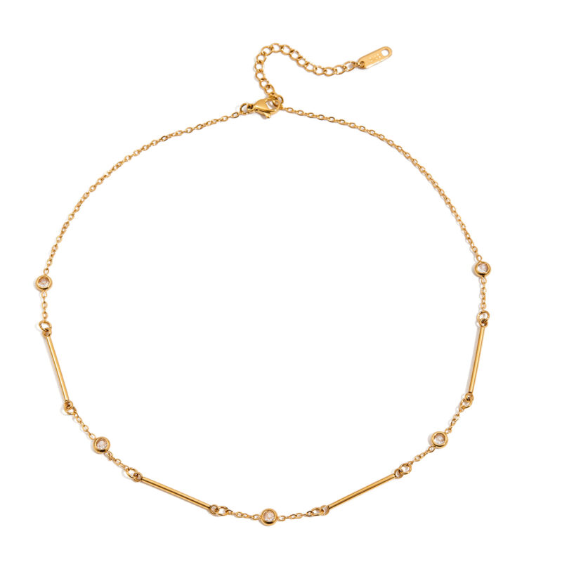 Classic White Zircon Gold Plated Necklace