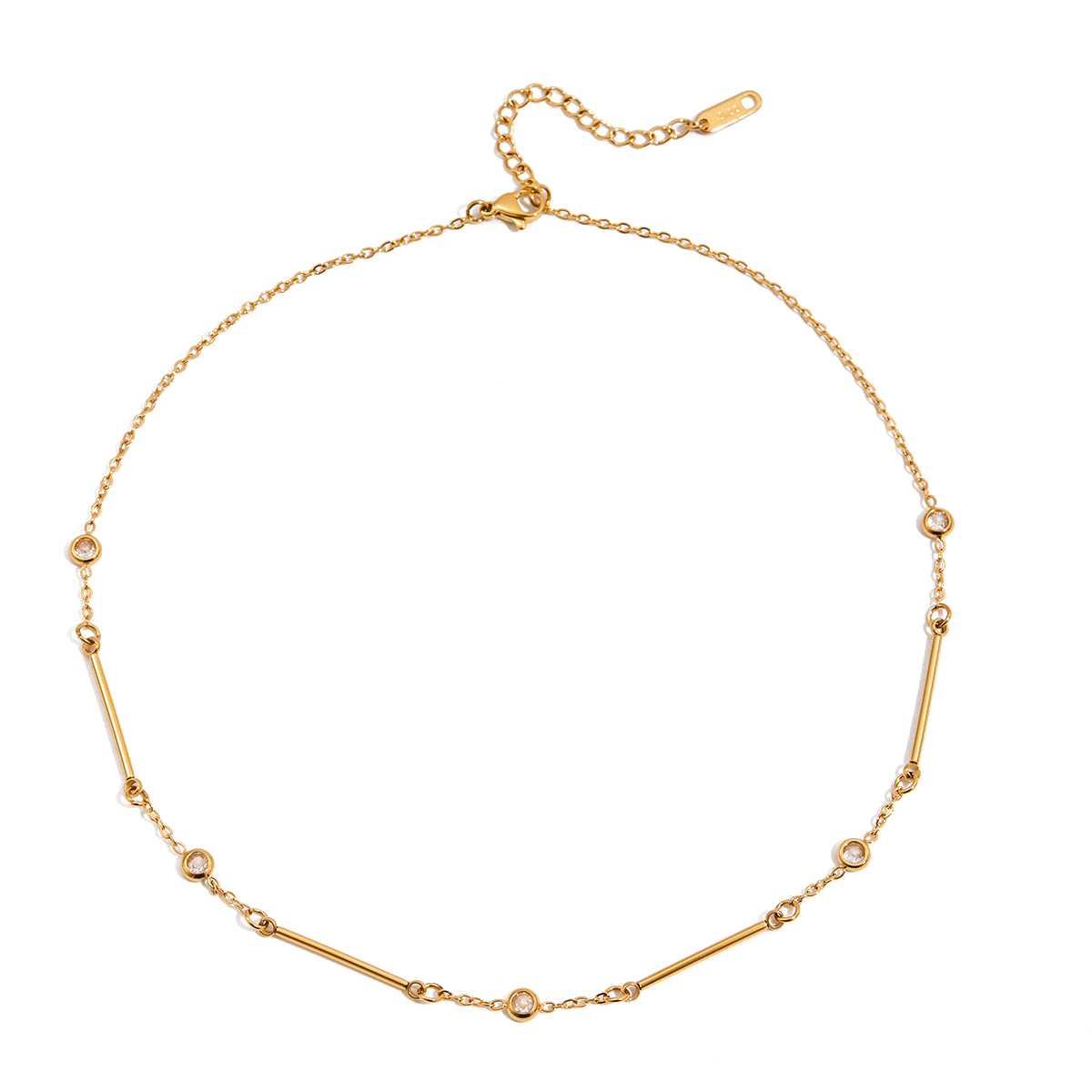 Classic White Zircon Gold Plated Necklace