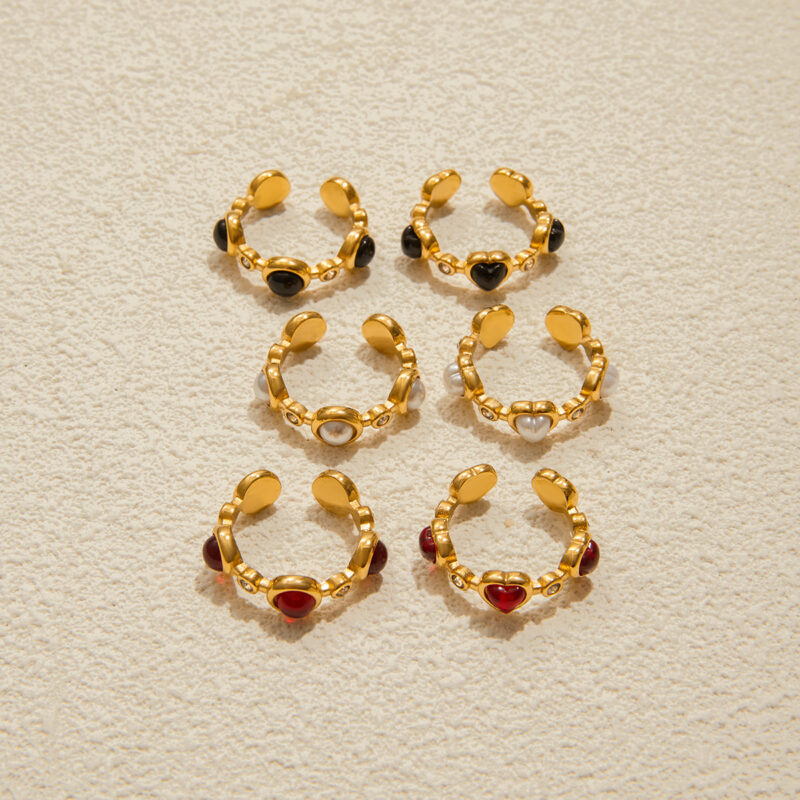 Vintage Open Ring with Pearl and Rhinestone - Image 5