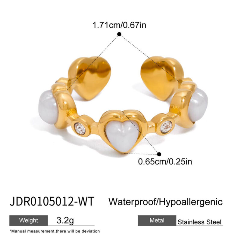 Vintage Open Ring with Pearl and Rhinestone - Image 6