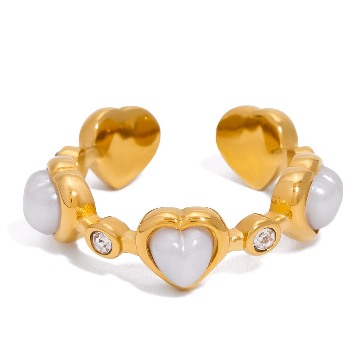 Vintage Open Ring with Pearl and Rhinestone