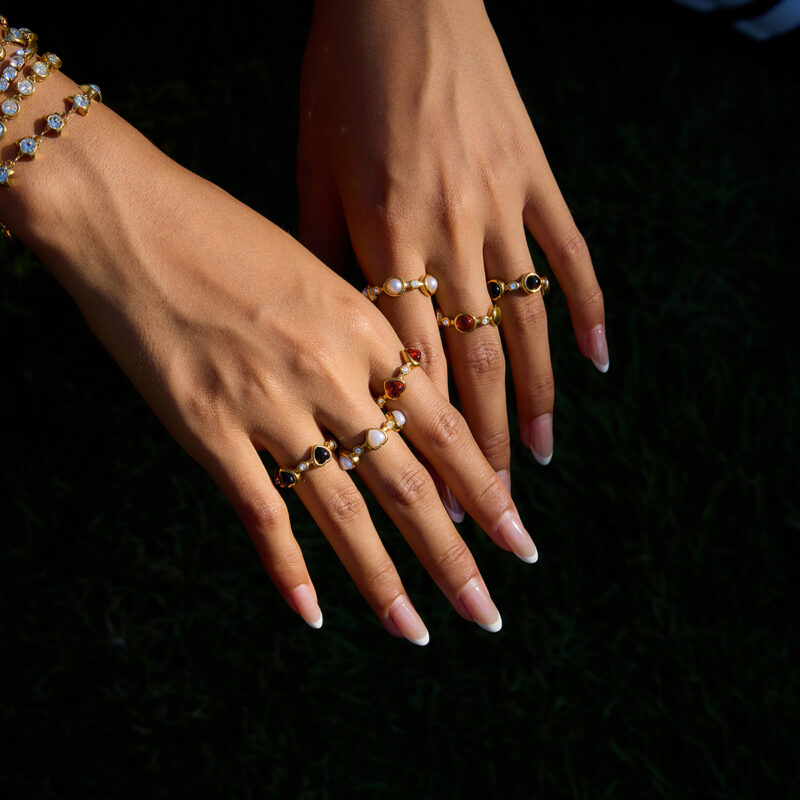 Vintage Open Ring with Pearl and Rhinestone - Image 4