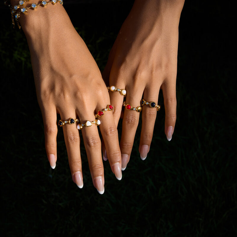Vintage Glass Open Ring with White Rhinestone - Image 3