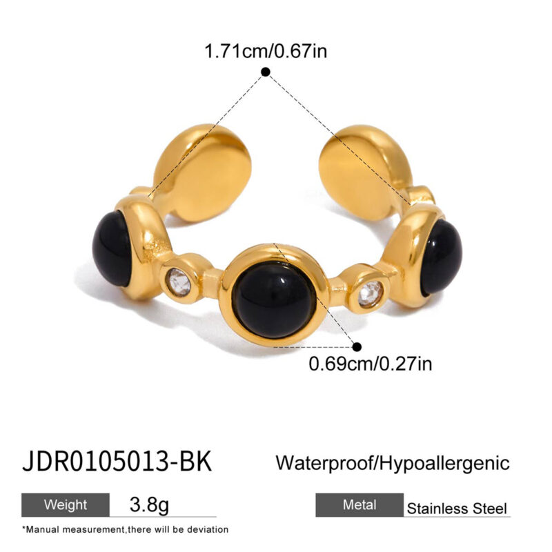 Vintage Glass Open Ring with White Rhinestone - Image 5