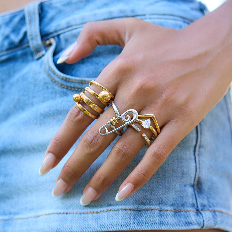 Two-Tone Safety Pin Paperclip Ring - Image 2