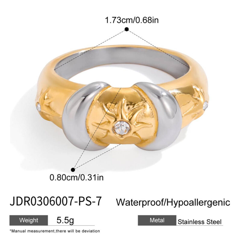 Two-Tone Sun Ring with White Cubic Zirconia - Image 5