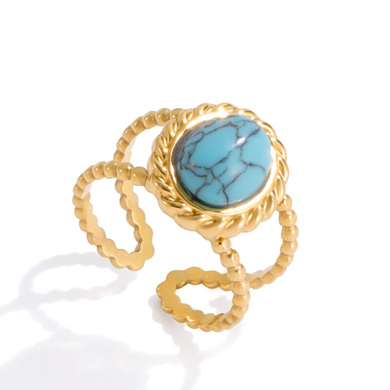 Adjustable Turquoise Open Ring 18K Gold